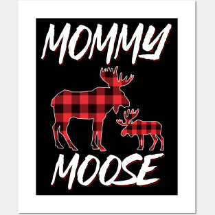 Red Plaid Mommy Moose Matching Family Pajama Christmas Gift Posters and Art